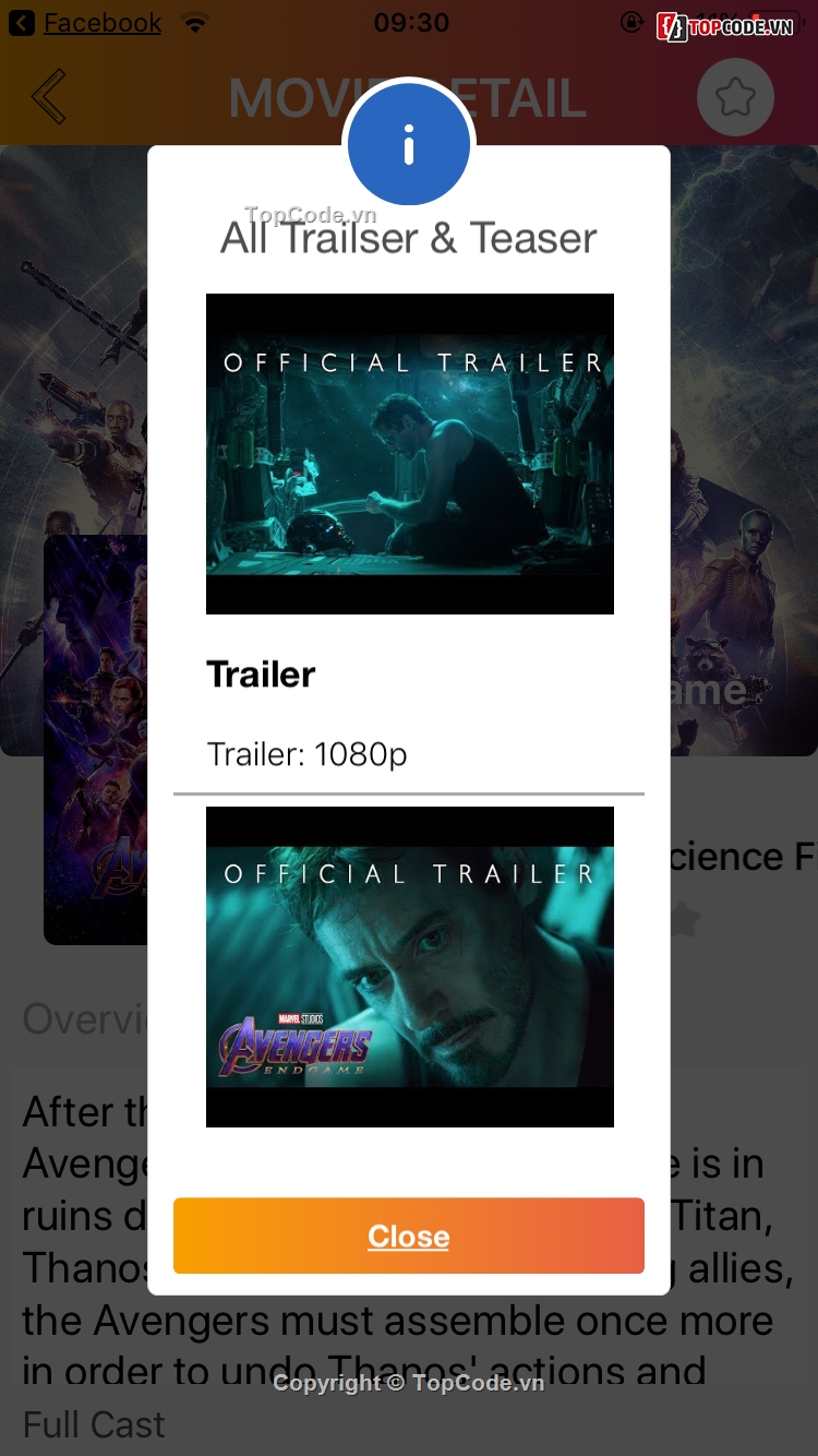 Movie Trailer,Ứng dụng Movie Trailer,Code app  Movie Trailer,Ứng dụng review phim,thực tập,ios